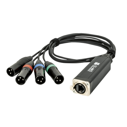 CS-4M/3 DMX-shuttle via nätverkskabel, 4 kanaler 3-polig DMX (hane) till RJ45 CAT (hona)