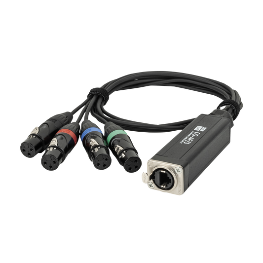 CS-4F/3 DMX-shuttle via nätverkskabel, 4 kanaler 3-polig DMX (hona) till RJ45 CAT (hona)