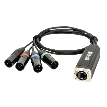 CS-4M/5 DMX-shuttle via nätverkskabel, 4 kanaler 5-polig DMX (hane) till RJ45 CAT (hona)