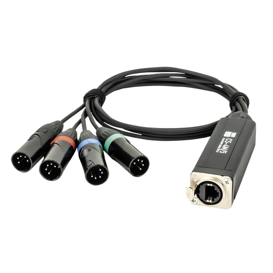 CS-4M/5 DMX-shuttle via nätverkskabel, 4 kanaler 5-polig DMX (hane) till RJ45 CAT (hona)