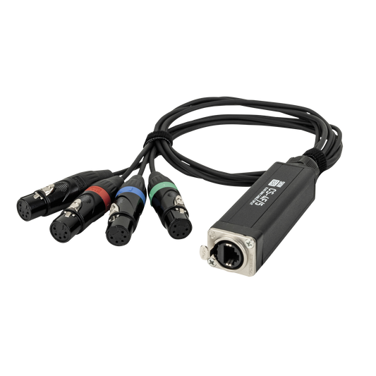 CS-4F/5 DMX-shuttle via nätverkskabel, 4 kanaler 5-polig DMX (hona) till RJ45 CAT (hona)