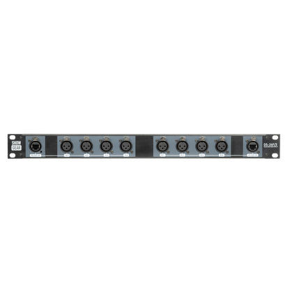 DS-24F/3 DMX-racksplit, 8× 3-polig XLR (hona) till 2× RJ45 (hona), 4 universum per CAT-kabel