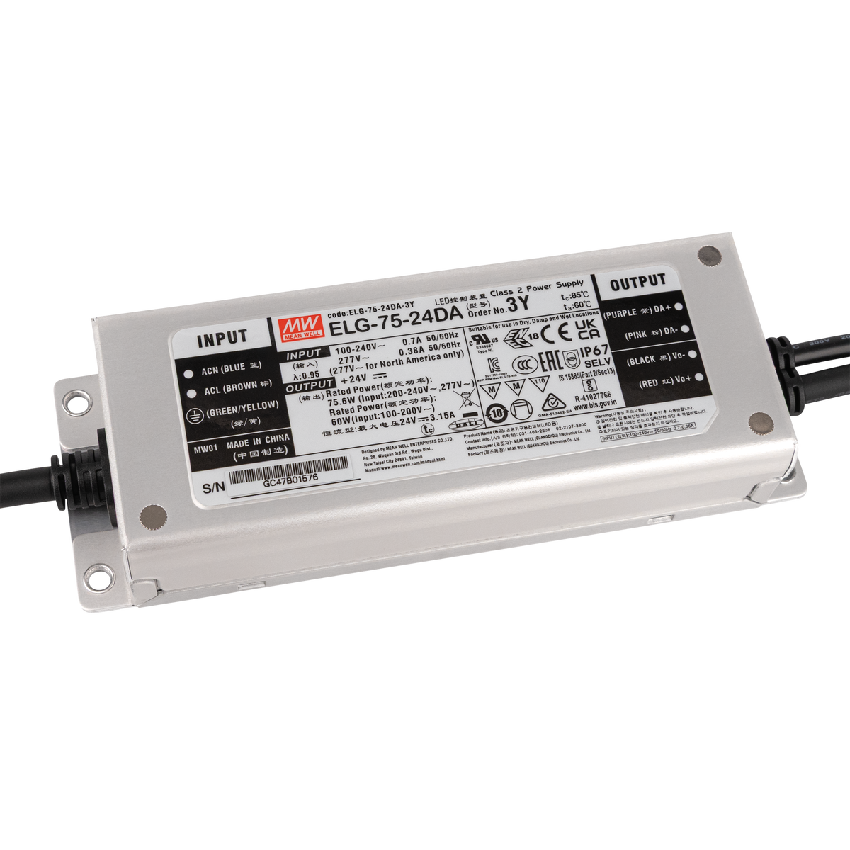 ELG-75-24DA LED-nätaggregat 75 W 24 V DC