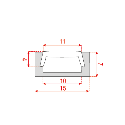 Profile 15 Surface, utanpåliggande aluminiumprofil för LED-slinga, 2 m