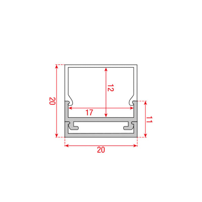 Profile Pro 11 Surface, utanpåliggande aluminiumprofil för LED-slinga, 2 m