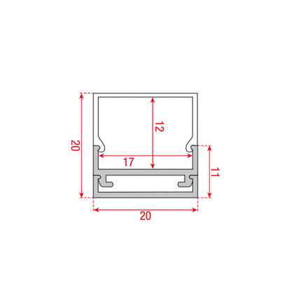 Profile Pro 11 Surface, utanpåliggande aluminiumprofil för LED-slinga, 2 m