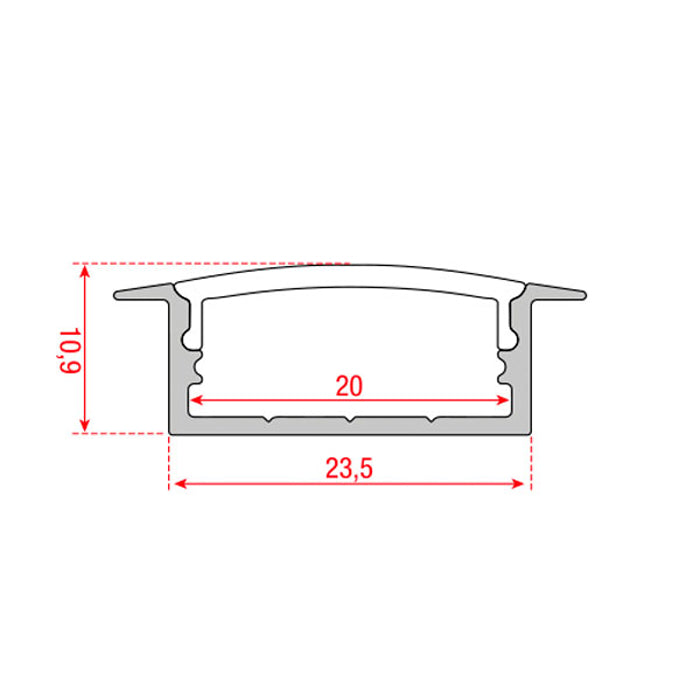 Profile Pro 19 Recessed, infälld aluminiumprofil för LED-slinga, 2 m