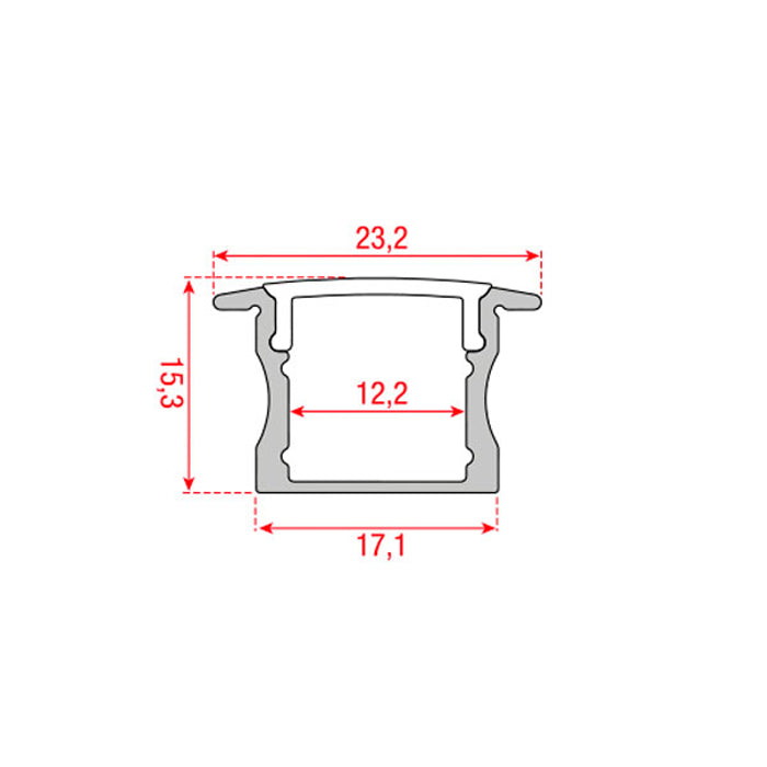 Profile Pro 17 Recessed, infälld aluminiumprofil för LED-slinga, 2 m, svart