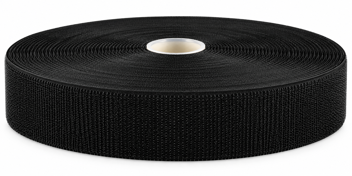 Kardborreband självhäftande – Hakband (kroksida), Svart, 30 mm