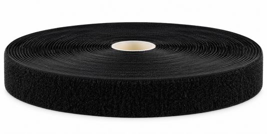 Kardborreband självhäftande – Luddband (öglesida), Svart, 20 mm