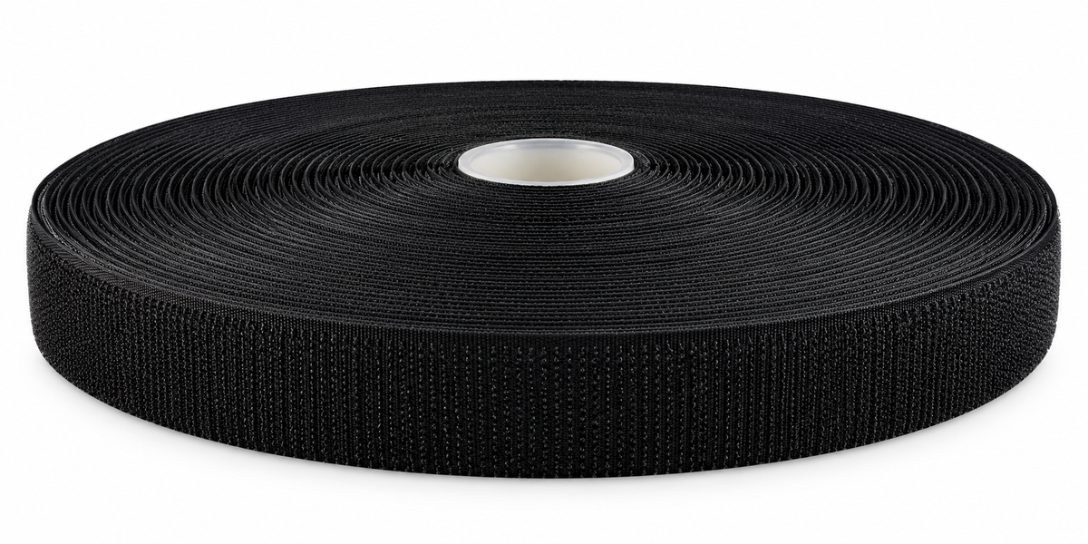 Kardborreband för sömnad – Hakband (kroksida), Svart, 20 mm