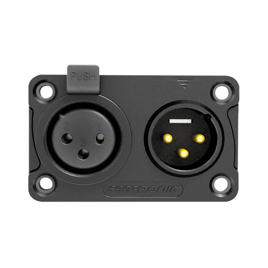 XLR-kombichassi in/ut 3-polig, IP65, guldkontakter