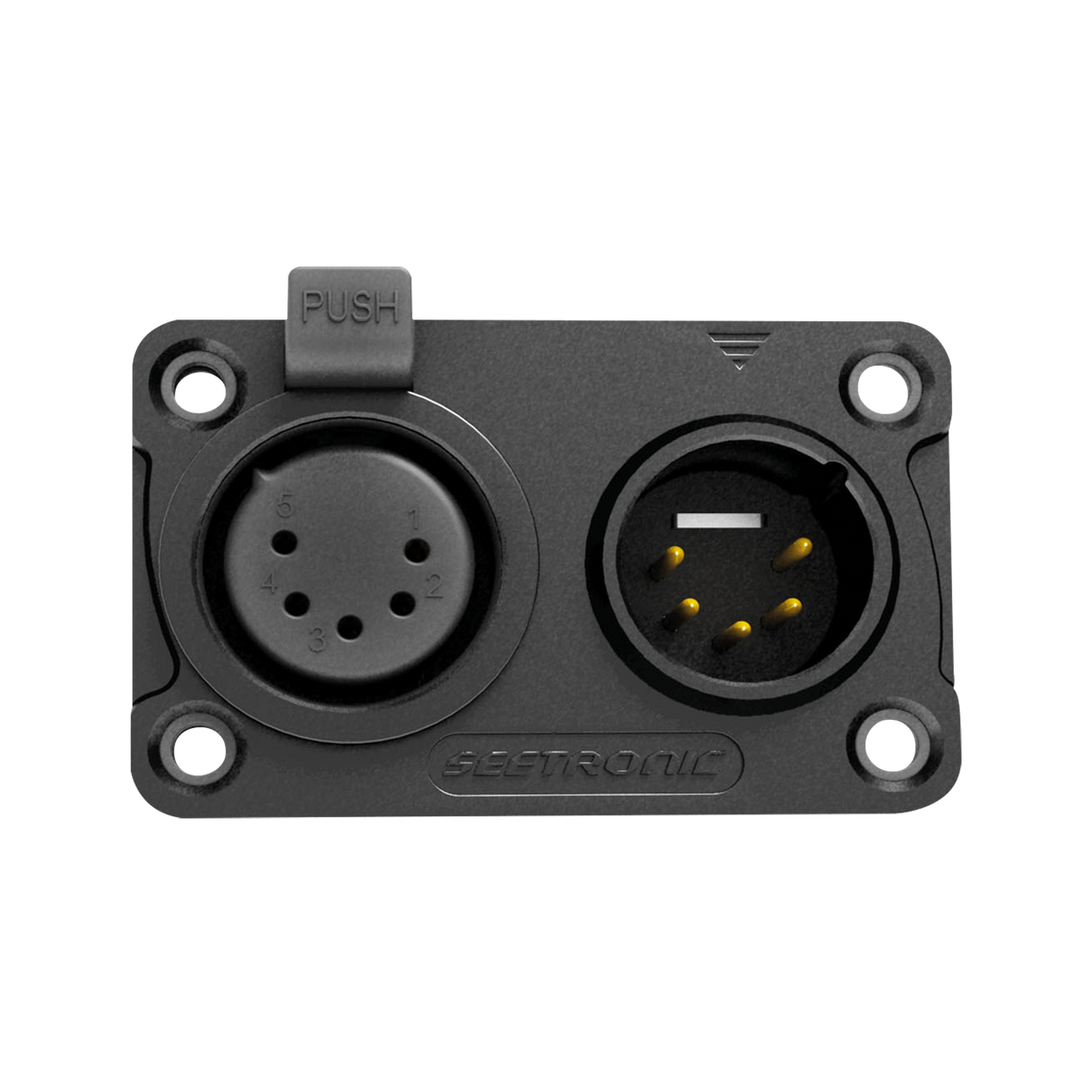XLR-kombichassi in/ut 5-polig, IP65, guldkontakter