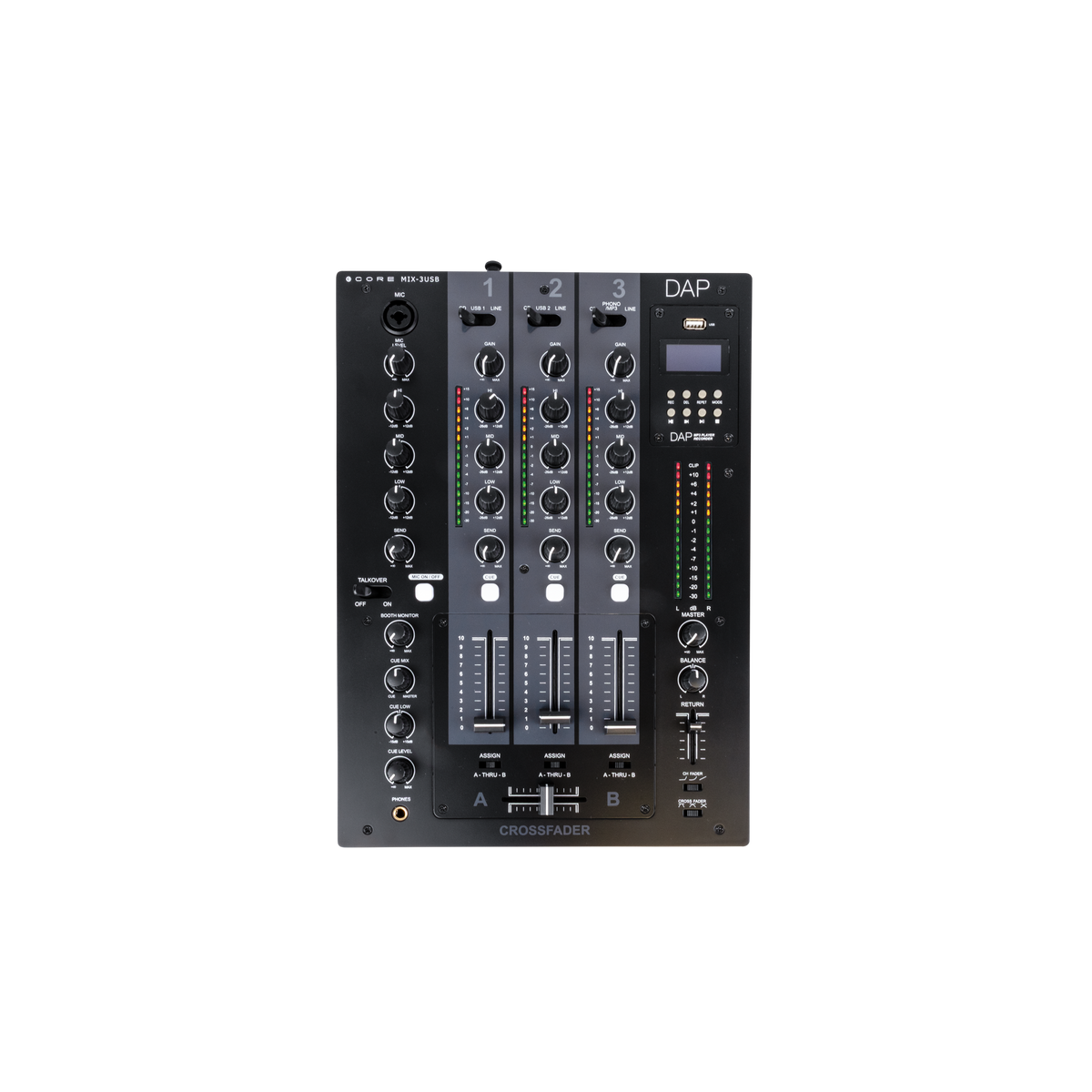 CORE MIX-3 USB 3-kanalig DJ-mixer med USB-gränssnitt