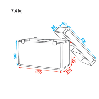 Flightcase för 2 × Phantom 65, Value Line – med tillbehörsfack