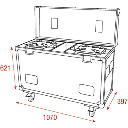 Flightcase för 2 × Phantom 250 Spot, med tillbehörsfack