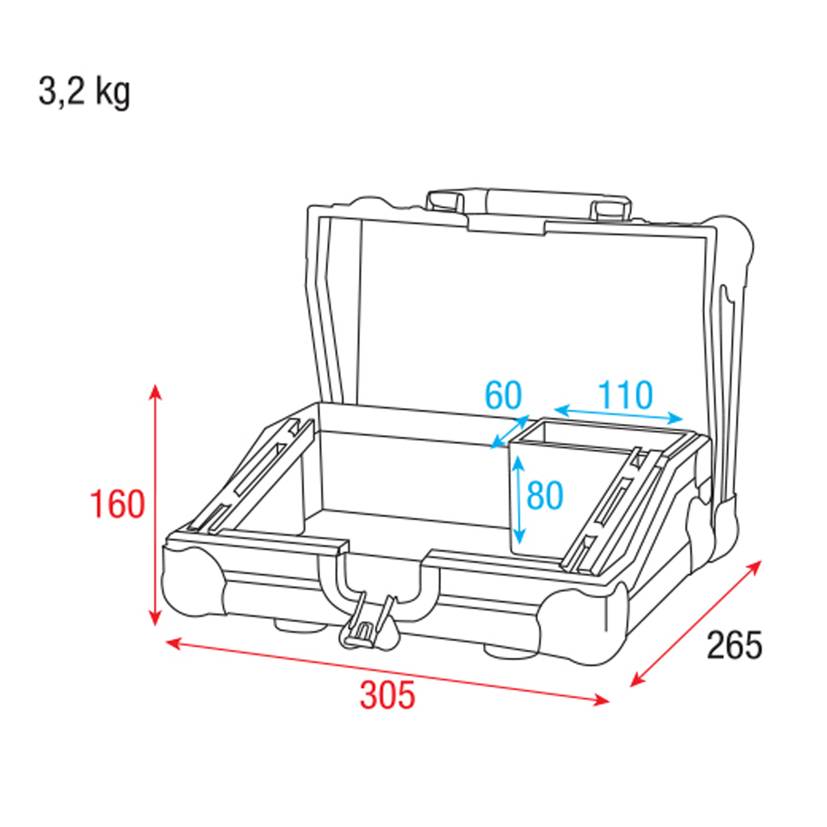 Flightcase för ColorCue 1 (Air), med tillbehörsfack
