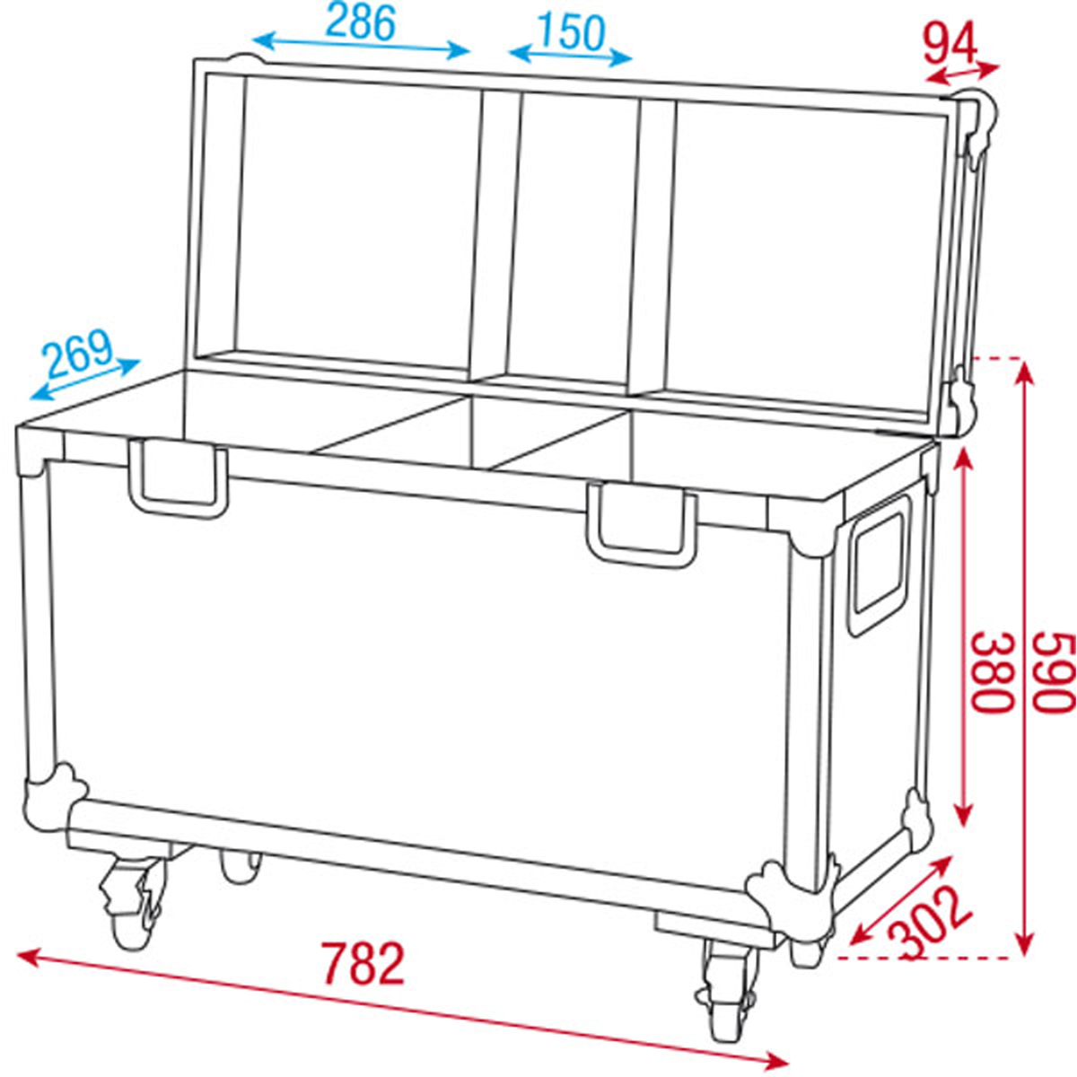 Flightcase för 2 × Phantom 65, med tillbehörsfack