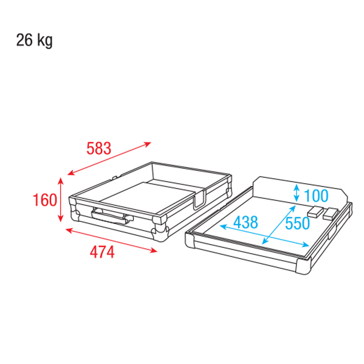 Case för Pioneer DJM-V10 med plats för kablar