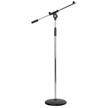 Mikrofonstativ med bom, rund fot, 950–1610 mm, 3/8" gänga