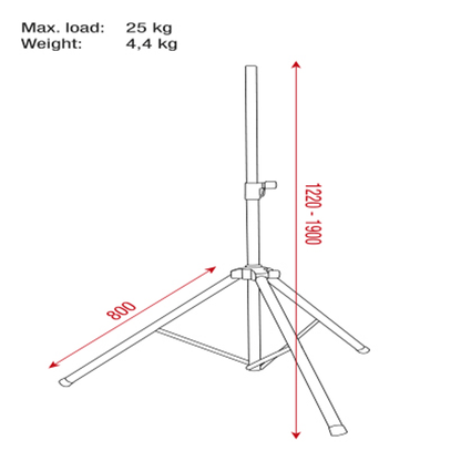 Högtalarstativset med bärväska, max 25 kg