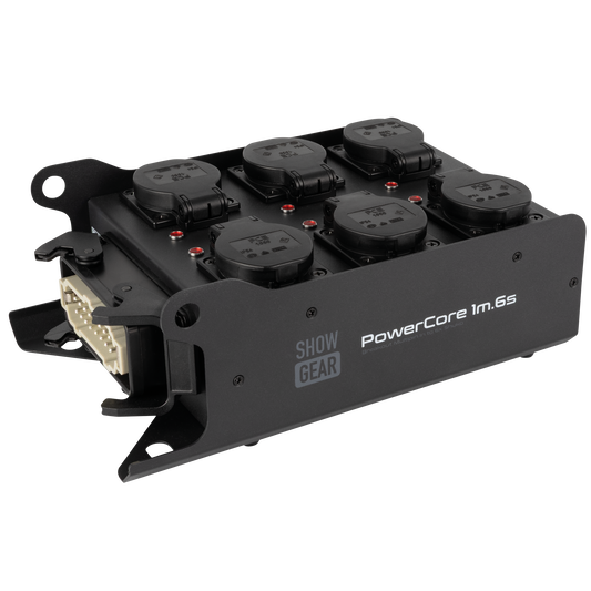 PowerCore 1m.6s breakoutbox, Multipin H16 in till 6 × Schuko