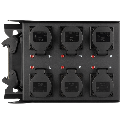 PowerCore 1m.6s breakoutbox, Multipin H16 in till 6 × Schuko
