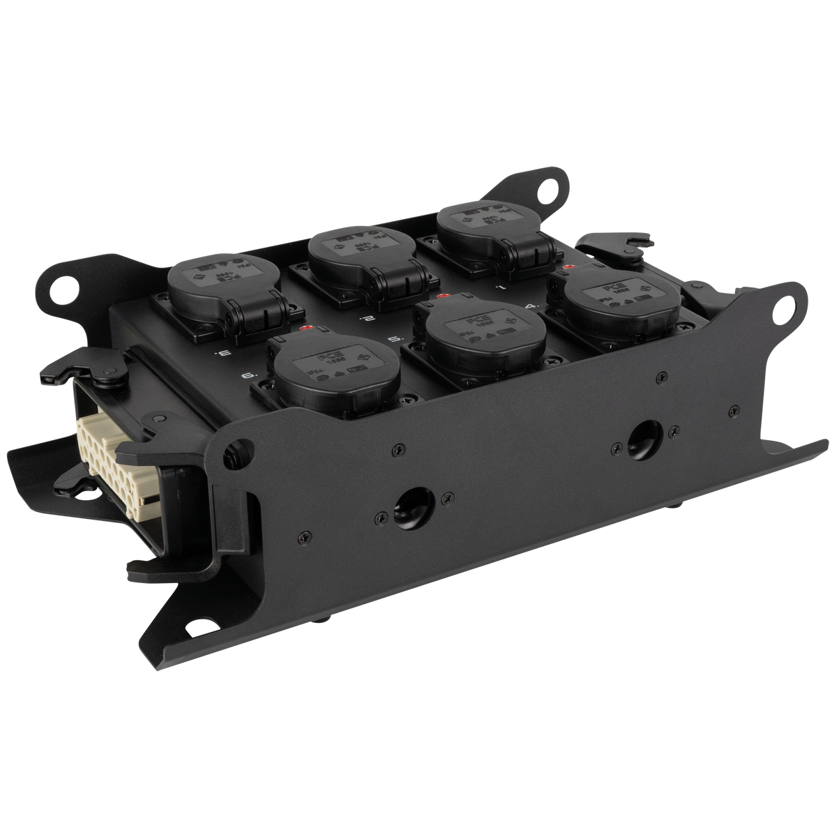 PowerCore 2m.6s breakoutbox, 2 × Multipin H16 (in/ut) till 6 × Schuko