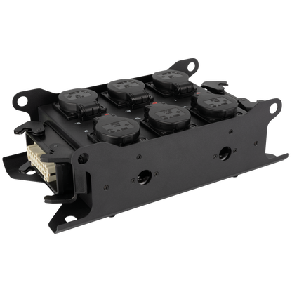 PowerCore 2m.6s breakoutbox, 2 × Multipin H16 (in/ut) till 6 × Schuko