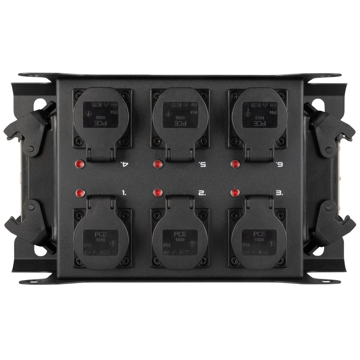 PowerCore 2m.6s breakoutbox, 2 × Multipin H16 (in/ut) till 6 × Schuko