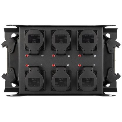 PowerCore 2m.6s breakoutbox, 2 × Multipin H16 (in/ut) till 6 × Schuko