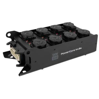 PowerCore 1m.8s breakoutbox, Multipin H16 in till 8 × Schuko