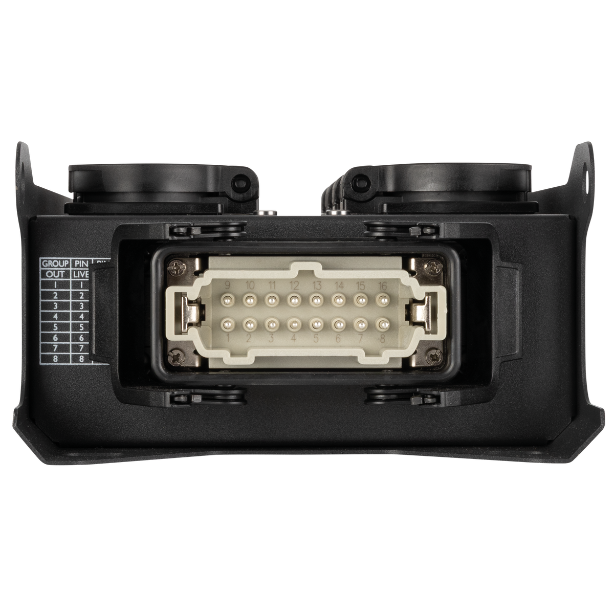 PowerCore 1m.8s breakoutbox, Multipin H16 in till 8 × Schuko