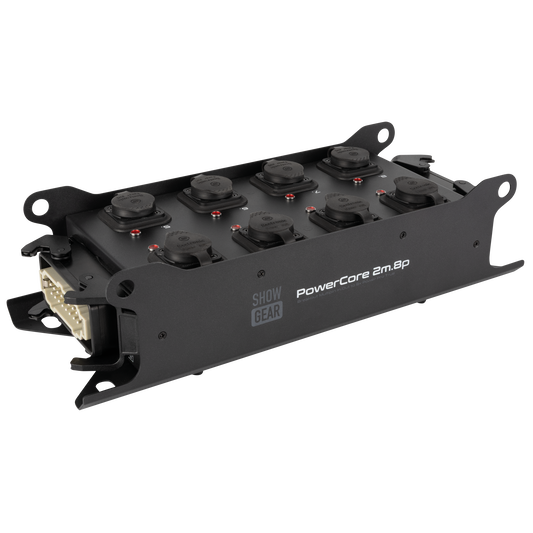 PowerCore 2m.8p breakoutbox, 2 × Multipin H16 (in/ut) till 8 × Power Pro True