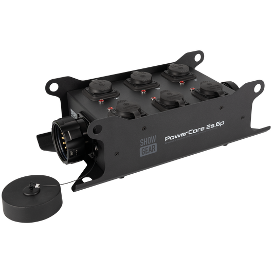 PowerCore 2s.6p breakoutbox, 2 × Multipin S19 (in/ut) till 6 × Power Pro True