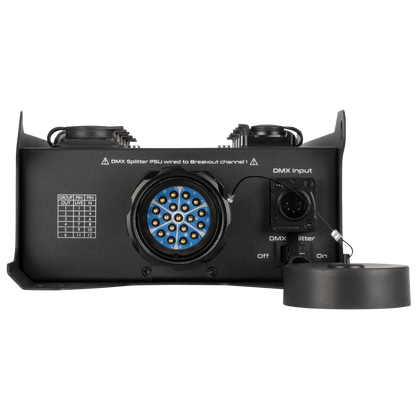 PowerCore 2s.6p - DMX breakoutbox, 2 × Multipin S19 (in/ut) till 6 × Power Pro True + 6-vägs DMX-splitter