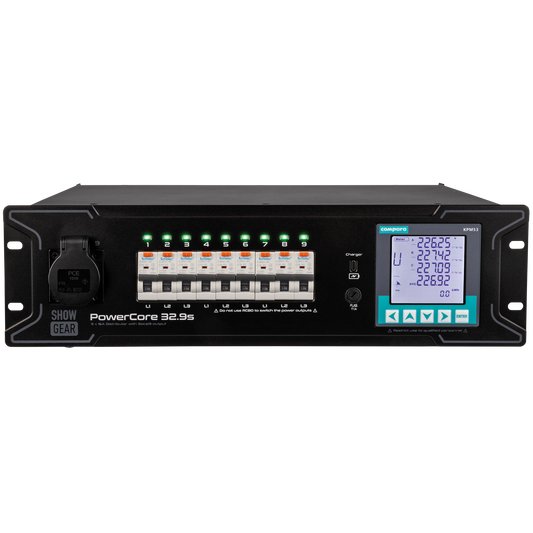 PowerCore 32.9s strömfördelare, 1 + 9 × Schuko + 1 × Multipin S19