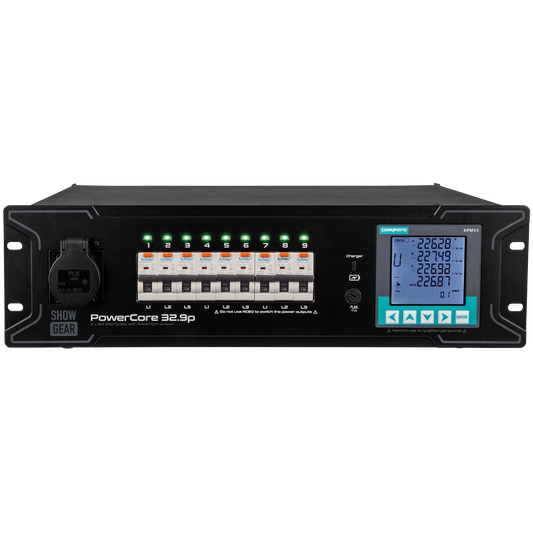 PowerCore 32.9p strömfördelare, 1 × Schuko + 9 × PowerPro True