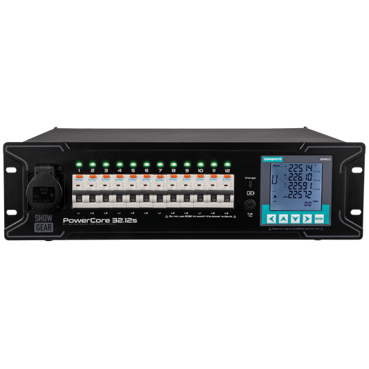 PowerCore 32.12s strömfördelare, 1 + 6 × Schuko + 2 × Multipin S19
