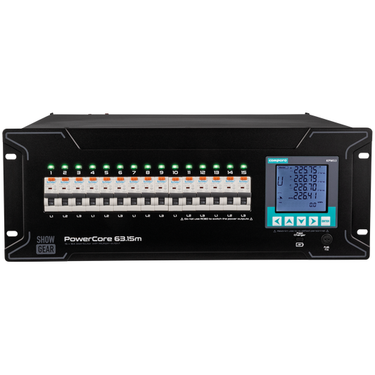 PowerCore 63.15m strömfördelare, 9 × Schuko + 2 × Multipin H16