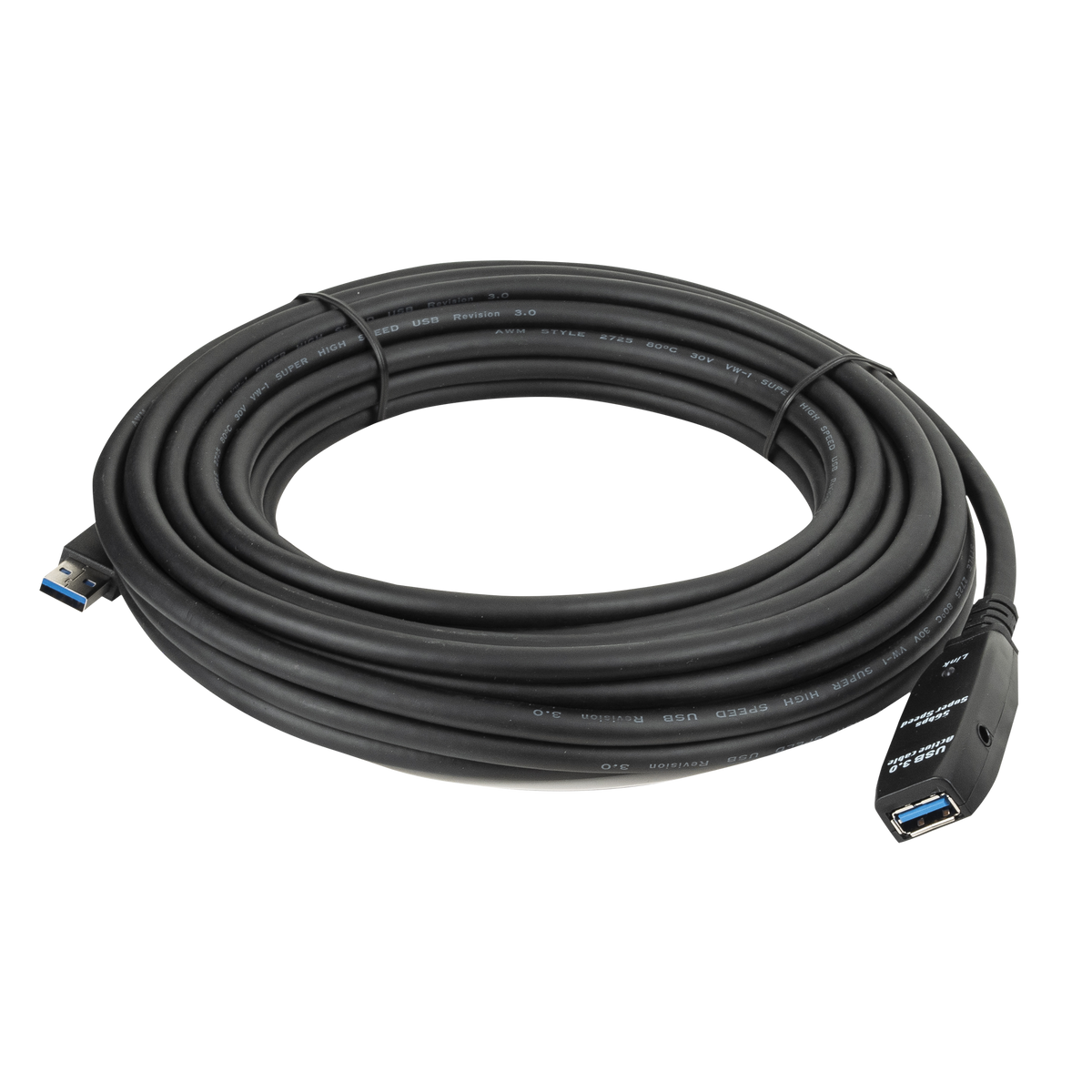 Aktiv USB 3.0-förlängningskabel hane–hona, svart, 10 m