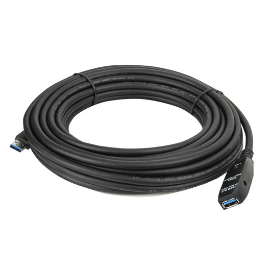 Aktiv USB 3.0-förlängningskabel hane–hona, svart, 10 m