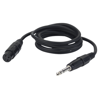 Instrumentkabel balanserad XLR 3-polig hona till teleplugg stereo, 1,5 m