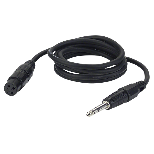 Instrumentkabel balanserad XLR 3-polig hona till teleplugg stereo, 1,5 m