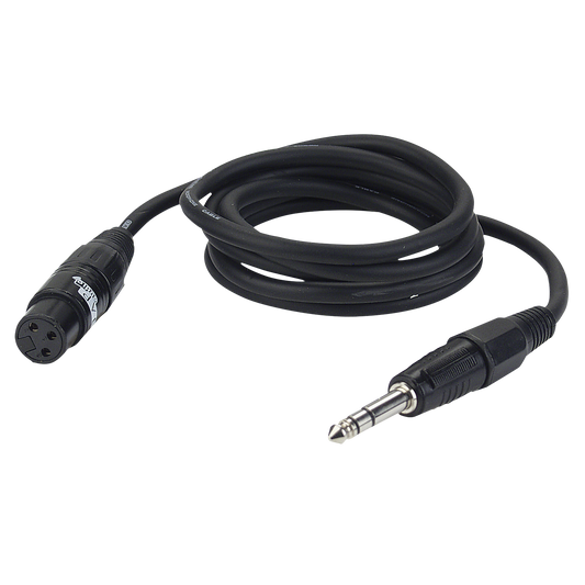 Instrumentkabel balanserad XLR 3-polig hona till teleplugg stereo, 3 m