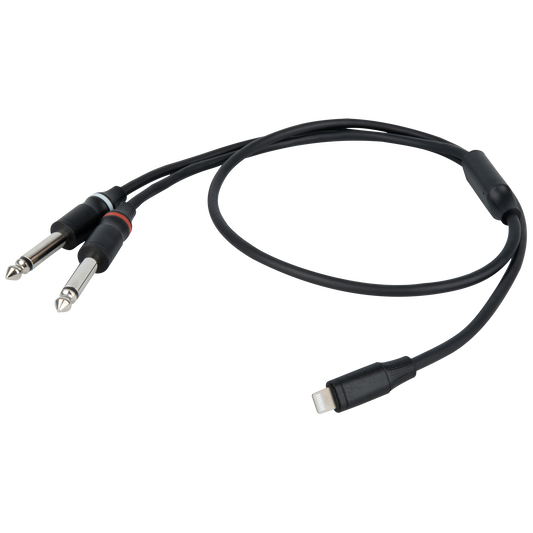 Y-kabel Lightning till 2 × teleplugg mono V/H, 1,5 m