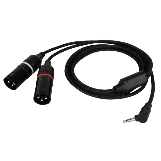Y-kabel vinklad (90°) miniteleplugg stereo till 2 × galvaniskt isolerad XLR 3-polig hane, 0,75 m