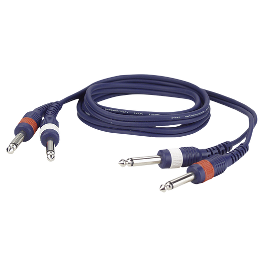Linjekabel 2 × teleplugg mono V/H till 2 × teleplugg mono V/H, 3 m
