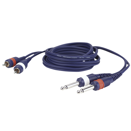 Linjekabel 2 × RCA hane V/H till 2 × teleplugg mono V/H, 3 m