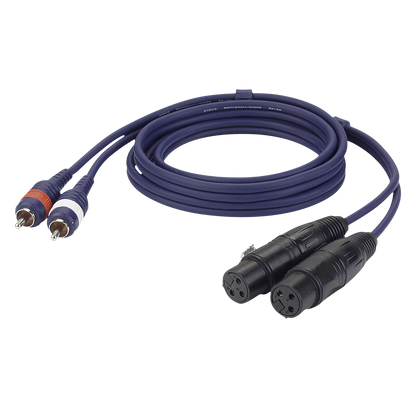 Linjekabel 2 × RCA hane V/H till 2 × XLR 3-polig hona, 1,5 m